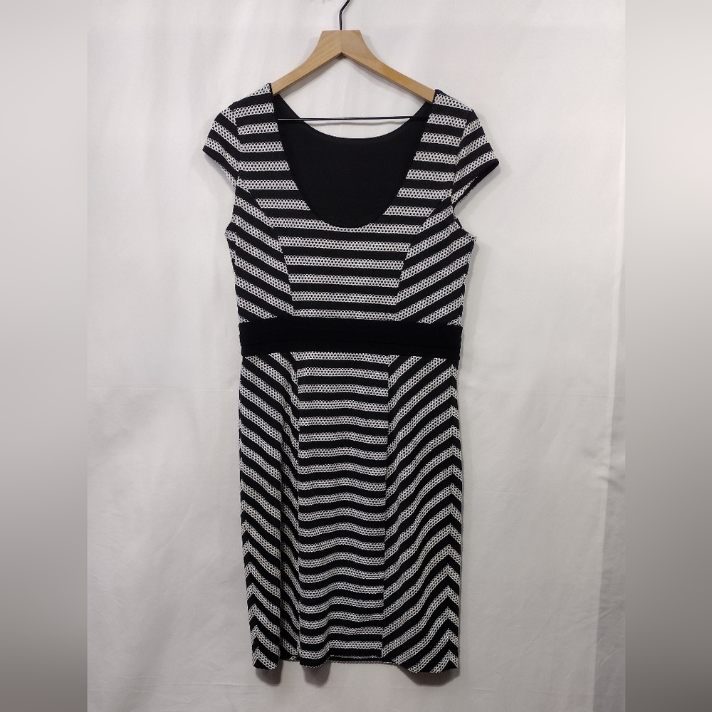 NWOT White House Black Market Eyelet Stripped Sheath Dress Womens 10